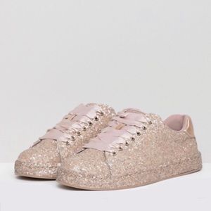 Call It Spring pink rose gold glitter sneakers✨